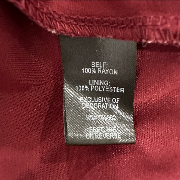 Torrid Lace Up Crinkle Gauze Flowy Long Sleeve Mini Skater Dress Burgundy - Picture 12 of 14